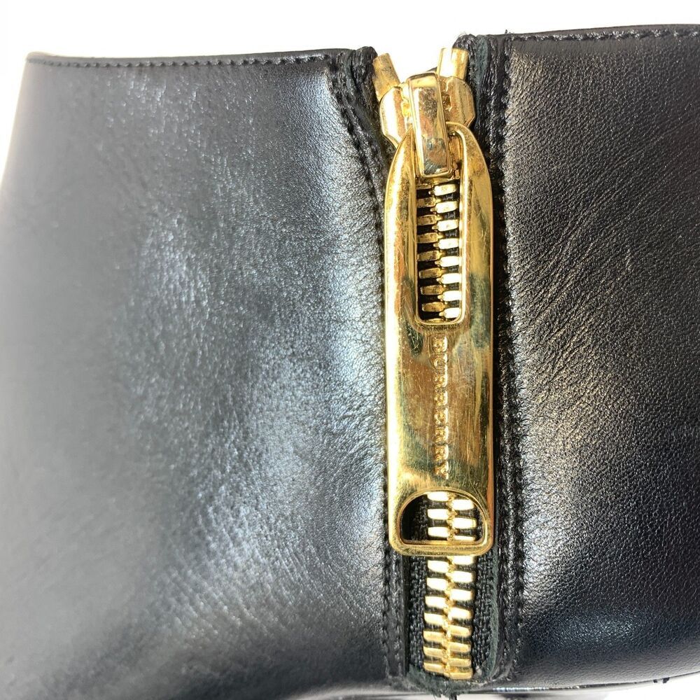 Burberry Ankle Boots Women's Size 8.5 Black Leather Peep Toe Stiletto Heels - Picture 3 of 13